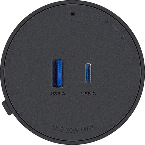 Schwaiger Steckdosenadapter für modulare Stromschiene 1x USB-C + A max. 20W schwarz Zwischensteckdose (1/3)