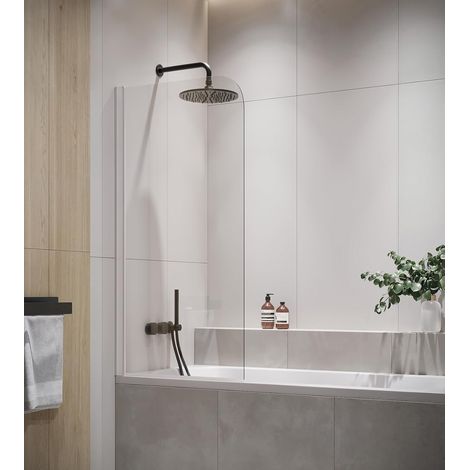 Paroi baignoire 60 x 140 cm chrome - verre transparent (1/4)