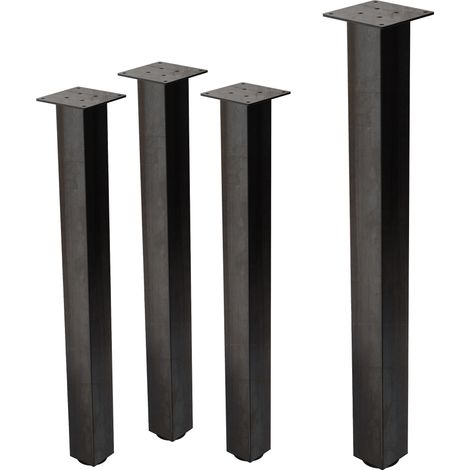 ML-Design 4er Set Tischbeine I-Design 90 cm, Dunkelgrau, Optik Industrial, Stahl pulverbeschichtet, Profil 8x8 cm, Höhenverstellbare Möbelfüße, Möbelbeine für Konsolentisch, Schreibtisch, Arbeitstisch