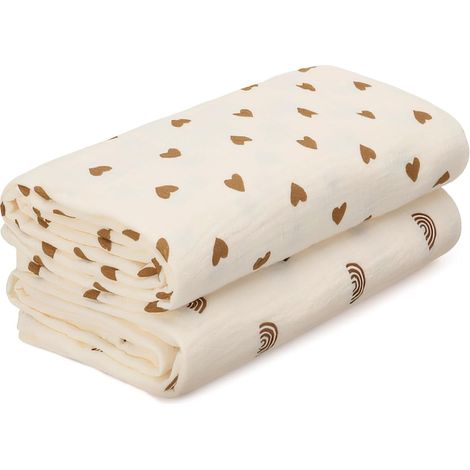 Lot de 2 chiffons en mousseline pour bébé 80 x 80 cm - Couverture d'emmaillotage - Grande mousseline - Essentiels pour nouveau-né (1/5)