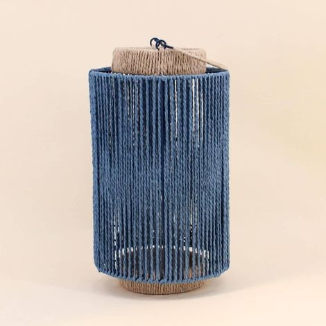 Lanterne en corde bleu, marron 40cm (1/5)