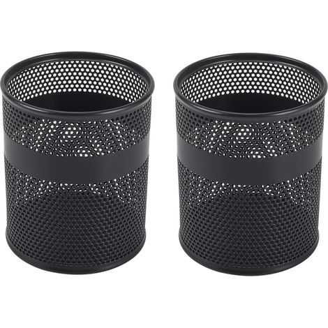 Set mit 2 Stiftehaltern aus Metall, Schreibtisch-Organizer, Schwarz