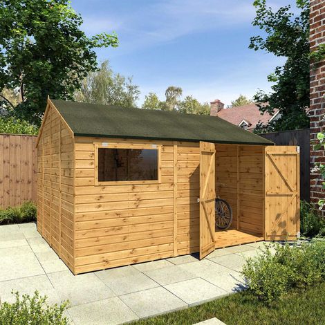 Waltons 12 x 10 Modular Workshop Wooden Garden Shed Shiplap Reverse Apex Storage Sheds Double Door (1/5)