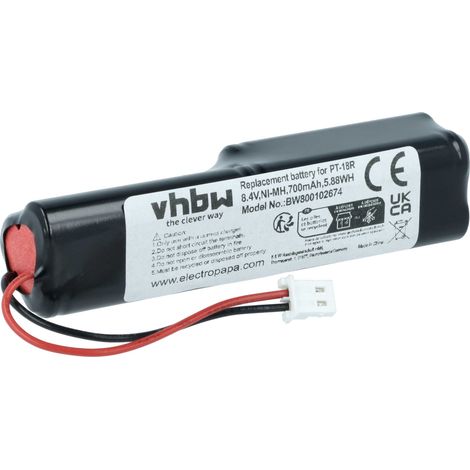 vhbw Battery compatible with Brother P-Touch PT-18RZ Printer Copier Scanner Label Maker (700mAh, 8.4 V, NiMH) (1/4)