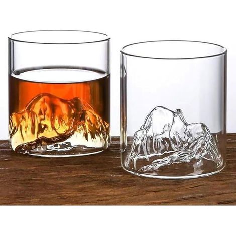 Lot de 2 verres à whisky japonais Fujiyama cristal, pour whisky/cognac/martini/cocktail/rhum/bière VERRE A VIN (1/5)