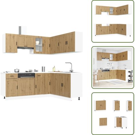 The Living Store 11-tlg. Küchenschrank-Set Porto Artisan-Eiche Holzwerkstoff - Küchenschränke (1/5)