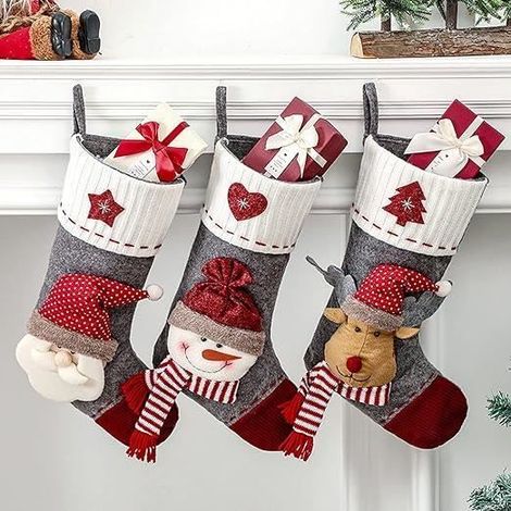 Chaussettes de Noël - Non spécifié - 3 pièces - Grande taille - Motifs Père Noël, Bonhomme de neige, Renne (1/4)