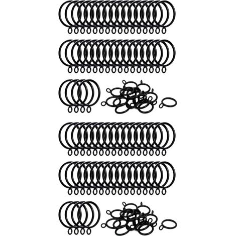 80 anillas metálicas para cortinas de 38 mm (1,5") de diámetro interior, anillas para cortinas con ojales - Negro (1/4)