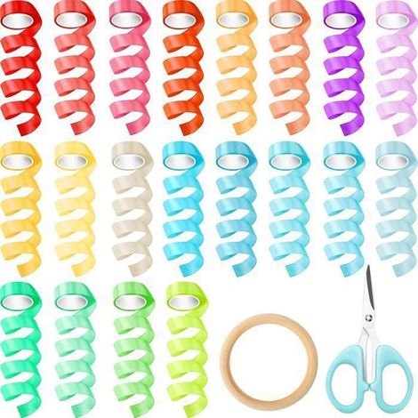Nastri per bouquet da sposa - DLZAOAO - Multicolore - Raso setoso - Anello in legno - 20 pezzi (1/4)
