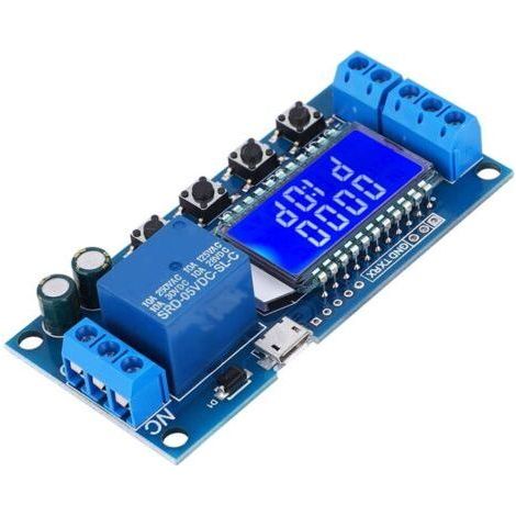 DC 6-30V Time Relay Module with LCD Display, Self-Timer Delay Cycle 0.01s-9999min, Support Micro USB 5V Power Supply, with Reverse Connection Protection (1/4)