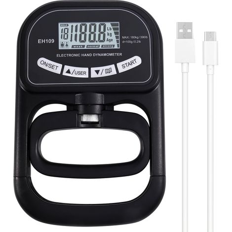 Handdynamometer - Digital - 120 kg - LCD Display - Bluetooth - 3 Finger Positions - Ergonomic Grip - 1 Unit (1/5)