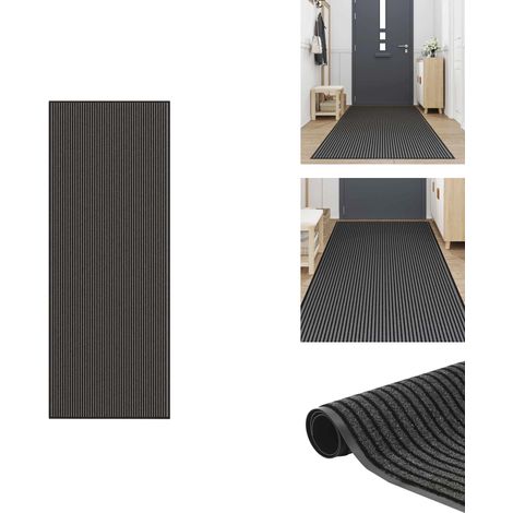 Paillasson noir et gris à rayures 115x300 cm - Paillasson - Paillasson De Porte - Paillasson De Bienvenue - Paillasson De Porte Extérieur (1/5)