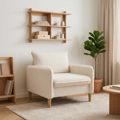 vidaXL Fauteuil XL Blanc Bouclé (1/5)