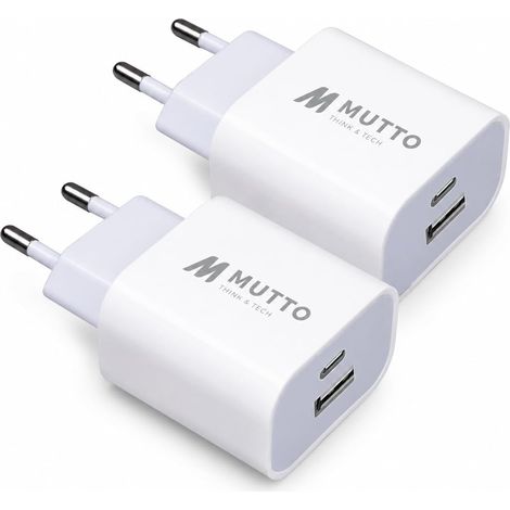 Chargeur USB C, 2 Pack 20W Prise Chargeur Rapide Type C + USB A - Prise USB C pour A-pple, Bloc Secteur Double 2 Port Compatible avec Iphone 17 16 15 14, 13, 12 Samsung, Xiaomi, Ipad, Tablettes (1/5)