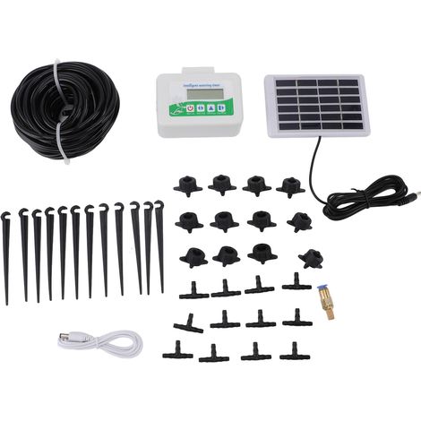 Minuterie d'arrosage intelligente, économie d'énergie Programmable avec panneau solaire, Irrigation automatique pour jardin, terres agricoles et prairie (1/5)