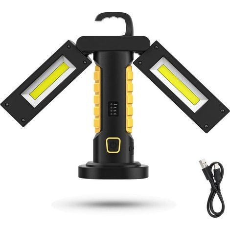 Lampe de Travail LED Rechargeable Baladeuse LED Mecanicien Lampe Travail Magnétique sans Fil avec Interrupteur Accroche USB pour Mécanique Auto Véhicule Exterieur Garage Camping (1/5)