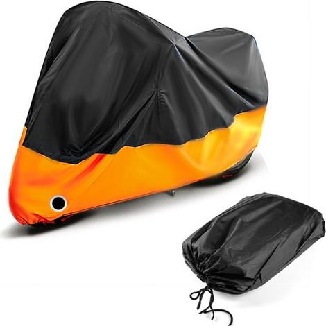 Funda moto scooter, Impermeable, impermeable moto exterior, 265 x 105 x 125 cm, Universal, Resistente polvo, Impermeable moto, Negro, Naranja (1/5)