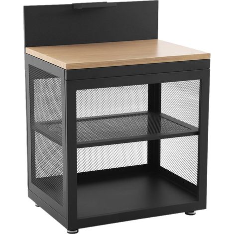 Outdoor kitchen steel and wood decor 1 shelf L80cm black - Milos