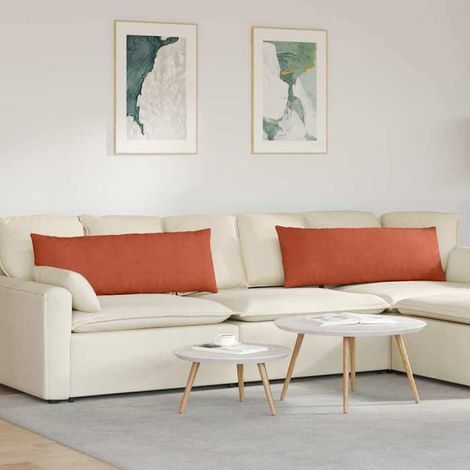 42013824 Coussins de canapé 2 pcs Rouge orange 120 x 40 cm (1/5)