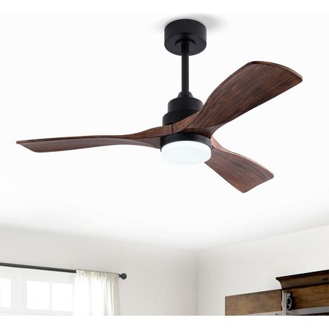 Ventilateur de plafond 42 pouces avec éclairage et télécommande, ventilateur moderne à 3 pales couleur noyer, moteur DC réversible silencieux et fonction mémoire, style Farmhouse