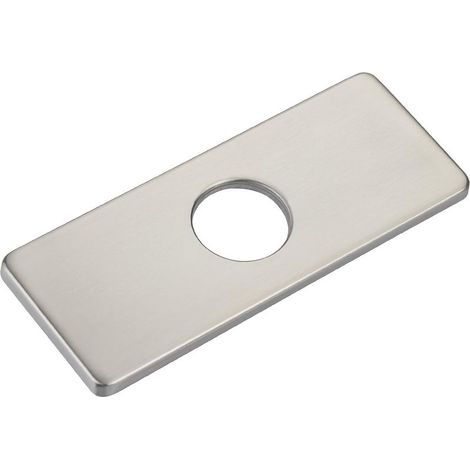 Plaque de recouvrement de trou de 6 pouces pour lavabo de salle de bain, plaque de garniture de robinet de salle de bain 3 en 1, rectangulaire, acier inoxydable (brossé) (1/4)