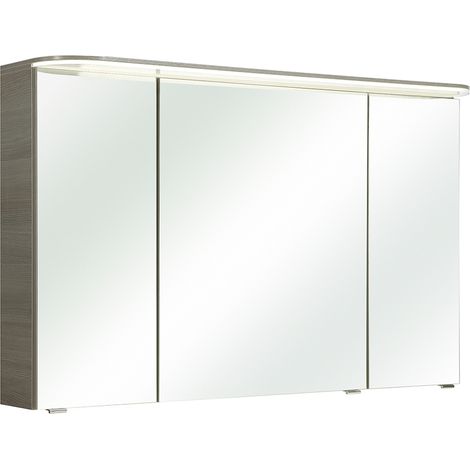 Spiegelschrank mit 3D Funktion und LED Kranzboden in Graphit Struktur quer Nb. BUDVA-66, B/H/T ca. 120/72,3/17 cm (1/5)