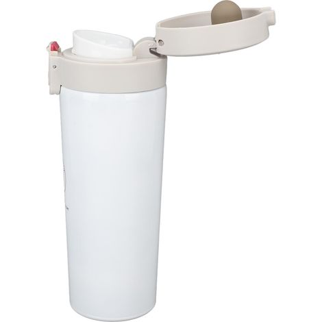 Isolierter Edelstahl-Kaffeebecher, Reisebecher, tragbarer Isolierbecher fürs Auto mit Deckel, Weiß, 500 ml (1/5)