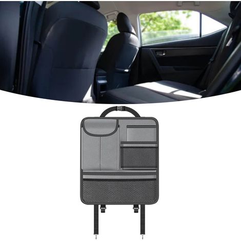 (Exclusivité Asie du Sud-Est) Sac de rangement pour dossier de siège auto, boîte à mouchoirs, sac de rangement multifonctionnel pour voiture, à suspendre (Prix de vente conseillé : 265 000 VND) Gris (1/2)