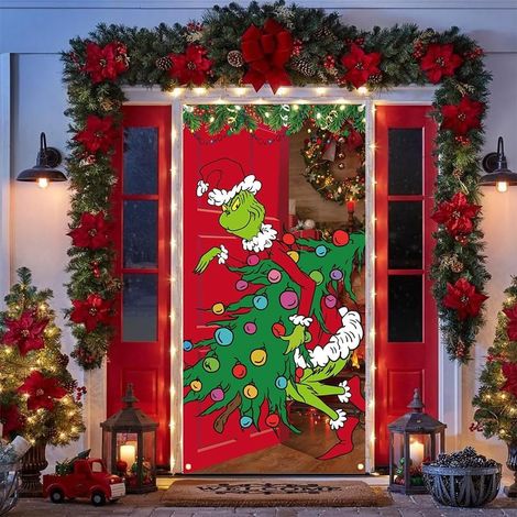 Weihnachtlicher Türüberwurf, weihnachtliche Türgirlande, lustige Türdekoration, weihnachtliche Stoffgirlande zum Aufhängen für Weihnachtsfeiern, für drinnen und draußen