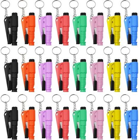 Ensemble de 24 pièces comprenant un brise-vitre, un coupe-ceinture de sécurité, un sifflet de survie, un outil de sécurité portable pour les situations d'urgence et des accessoires multifonctionnels p (1/5)