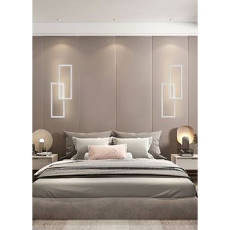 TrAdE Shop Traesio - Applique Led Da Parete 32w 2 Rettangoli Aperti Luce Calda Fredda Naturale Aq25-b - -Bianco Freddo -