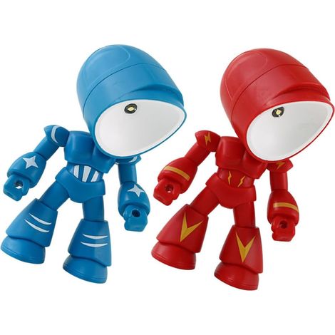 Lampe de Nuit Robot 2Pcs pour Chambre d'Garçon et Filles Angle d'Éclairage Réglable et Lumière Chaude en PVC, Veilleuse Portable pour Dortoirs (1/5)