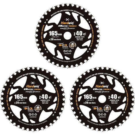 3 Lames scie circulaire carbure 165x20 mm 40 dents – Coupe fine pour scie sans fil, bois tendre, dur et panneaux (1/5)