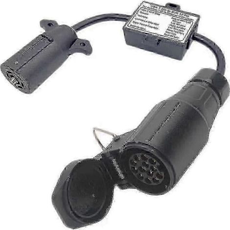 【NX】Adapter kompatibel mit Anhängerbeleuchtung von den USA nach Europa, 7-polige Flachsteckdose (US-Fahrzeug) auf 13-poligen Rundstecker (EU-Anhänger) (1/5)
