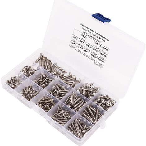 Vis Autotaraudeuses Inox Tête Fraisée Cruciforme M3 M4 M5 Lot de 240 Pièces pour Bois (1/5)