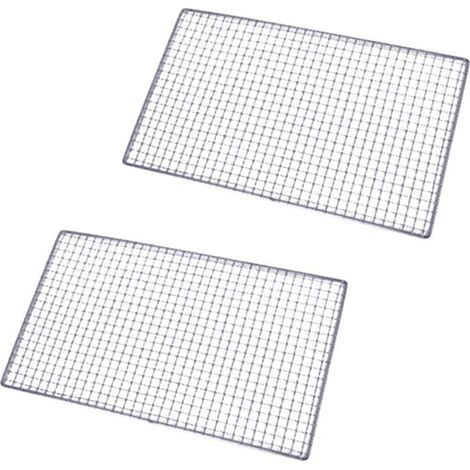 Lot de 2 treillis métalliques à trous carrés pour grillades barbecue 30 x 45 cm (1/5)