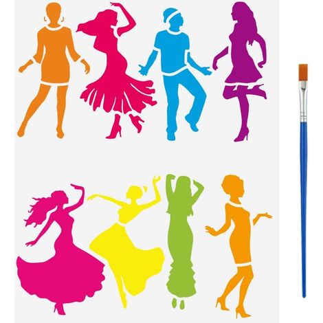Pochoir de Dame Dansante Avec Un Pinceau 29.7X21cm Pochoir de Fille Dansante Pochoir de Silhouette de Danseurs Réutilisable Thèmes de Personnages 8 Modèles de Dessin Humain pour Mur Sol (1/5)