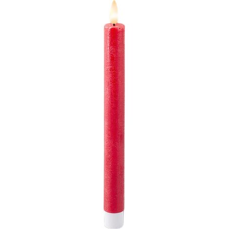 Confezione da 2 unità di candela LED a cera liscia Ø2,2x24,5 cm LUMINEO – Rosso (1/2)