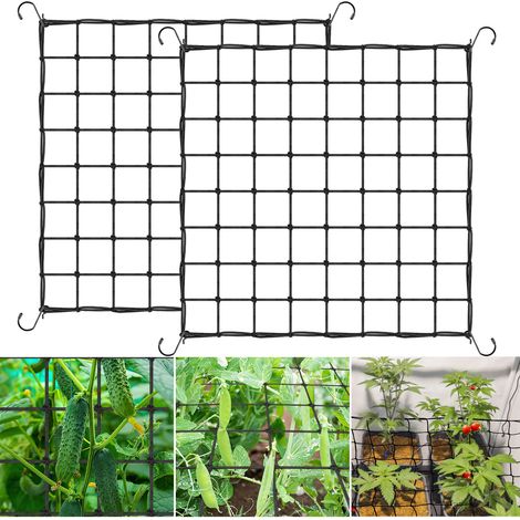 Filet en treillis 40x40 cm, filet Scrog avec crochets, filet pour plantes robuste pour tente de culture, filet de Support élastique, 2 pièces (1/5)