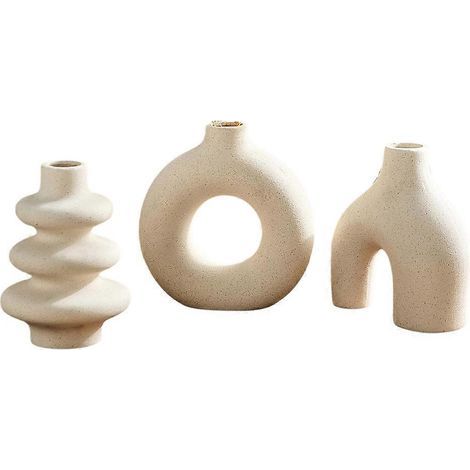 Vases bohèmes modernes pour la décoration intérieure, petits vases à fleurs pour herbes de la pampa, centres de table ronds blancs pour mariage (1/5)