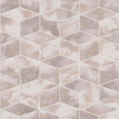 Papel pintado gráfico Profhome 378632 papel pintado no tejido liso con dibujo gráfico destellante rosa oro blanco 5,33 m2 (1/5)