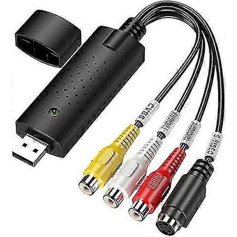 Convertisseur VHS vers numérique, carte d'acquisition vidéo, adaptateur de conversion, lecteur USB VHS vers numérique compatible NTSC, PAL et SECAM, adaptateur vidéo USB 2.0 avec audio vidéo. (1/5)