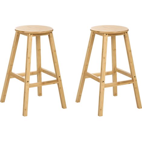 Conjunto de 2 sillas de bar de madera de bambú cocina comedor marrón claro Ancelle (1/5)