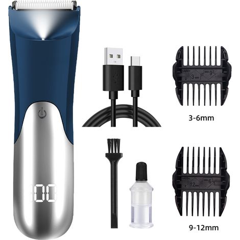 Tondeuse à cheveux électrique rechargeable avec lumière LED (bleue) (1/5)