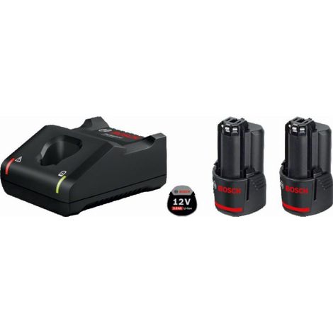 Bosch Kit di Avviamento a Batteria 12 Volt-2 Batterie 3,0Ah e Caricatore GAL12V-40
