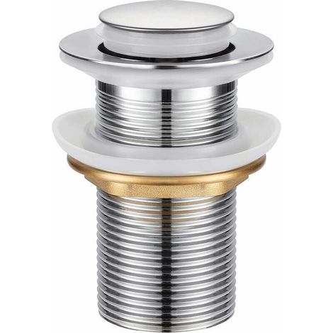 Bonde de douche et lavabo,Universel Bonde Pop-up sans Trop-plein Bonde de Vidage Automatique avec Bouchon de Vidange sans Tirette à Clapet Push Open en Inox Chromée pour Lavabo Salle de Bain FOREHILL (1/5)