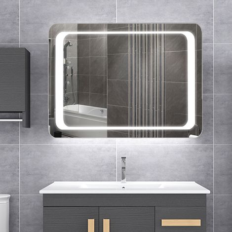 LED Illuminated Bathroom Mirror with Lights Sensor Switch, Demister Pad 600x800MM (1/5)