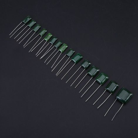 Kit de 150 condensateurs film polyester 100V, 15 valeurs 0,33nF à 470nF, boîte de rangement (1/5)