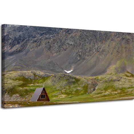 Stampa su tela "Casetta nella natura in montagna" 120x60 cm
