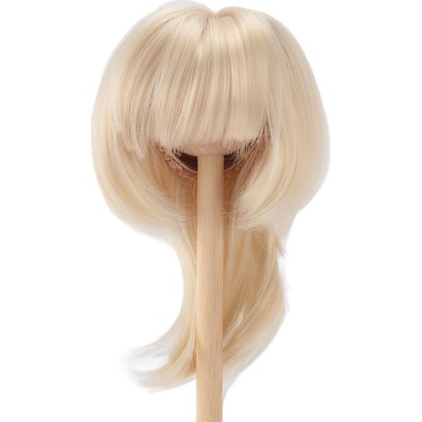 Peluca corta y lisa para muñeca, cabello sintético rubio crema, circunferencia de la cabeza 18,5-21 cm (1/5)